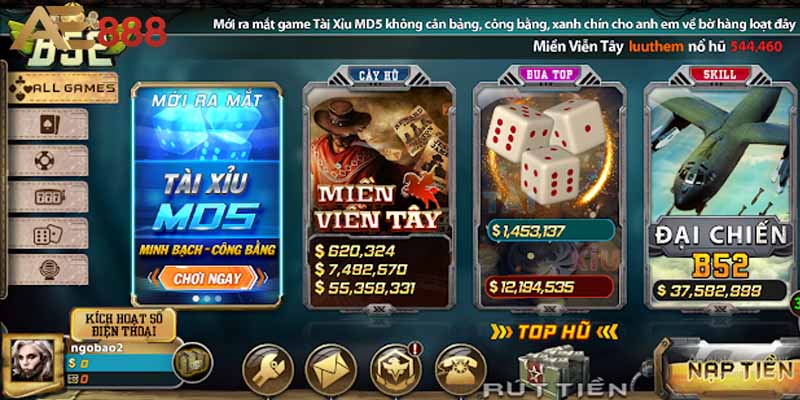 Hệ thống trò chơi giải trí đa dạng cực chất tại B52